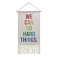 Cotton and Linen Hanging Poster We Can Do Hard Things Wooden Frame Picture Painting Decorative Wall Artwork with Sayings for Living Room Bedroom Office Holiday Gifts 10