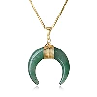 COAI Healing Crystal Moon Necklace for Women