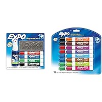 EXPO Low Odor Dry Erase Markers and Starter Kit - Chisel Tip, Assorted Colors, Eraser, and Cleaning Spray Included