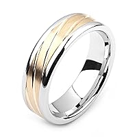 7 millimeters wide two-tone cobalt & 14K yellow gold wedding band (solid, not plated)