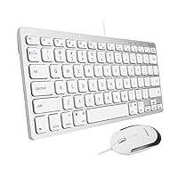 Macally USB Wired Keyboard and Mouse Combo for Mac and PC - Save Space with a Compact Small Mac Keyboard and Mouse for MacBook Pro/Air, iMac, Mac Mini/Pro - Compatible Apple Keyboard and Mouse