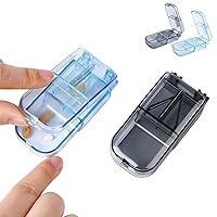 Pill Cutter, Pill Splitter with Blade and Storage, 2pcs Storage Portable Compartment Tablet Divider with Blade Pill Splitter Reusable