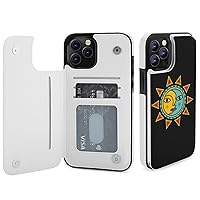 Sun Moon Flip Wallet Case Compatible with iPhone 12 Pro Max Cute Phone Case Cover with Card Holder