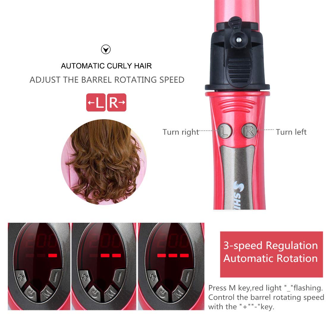 2 in 1 Hair Straightener and Curler Hair Curling Iron 1 to 1.2 Inch Spinning Hair Wand with Automatic Rotation for All Hiar Type Ceramic Flat Iron Auto Rotating Spiral Valentines Day Gifts for Women