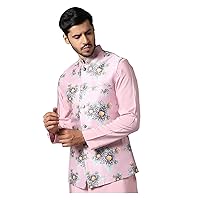 Elina fashion Men's Indian Satin Nehru Jacket || Printed Bandhgala Jodhpuri Sleeve Less Waistcoat ONLY