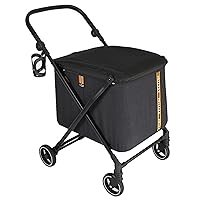 MAX Shopping Caddy, Personal Shopping Trolley, Foldable Shopping Trolley on 4 Wheels, Suspension, Height Adjustment Handle, Foot Brake, Cup Holder, Modern Design, Load Capacity up to 25 kg