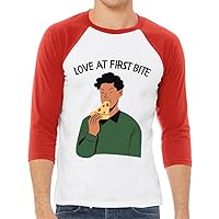 Love at First Bite Baseball T-Shirt - Funny Quote T-Shirt - Pizza Slice Baseball Tee