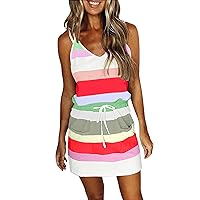 Summer Dresses for Women Lightweight Spaghetti Strap Dresses Sleeveless Cute Beach Tank Cover Up Dress Elegant Midi Dresses