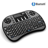 (Upgraded) Rii i8+ Mini Bluetooth Keyboard with Touchpad＆QWERTY Keyboard, Backlit Portable Wireless Keyboard for Smartphones laptop/PC/Tablets/Windows/Mac/TV/Xbox/PS3/Raspberry Pi.Black
