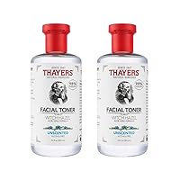 THAYERS Alcohol-Free, Hydrating, Unscented Witch Hazel Facial Toner with Aloe Vera Formula, Vegan, Dermatologist Tested and Recommended, 12 Oz (Pack of 2)