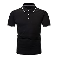 Men's Slim Fit Short Sleeve Polo Shirts Basic Classic Fit Casual Golf Tee Summer Business Cotton Pullover Shirt
