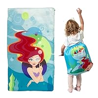 The Little Mermaid Ariel Kids Soft Lightweight 2 Piece Sleeping/Slumber Bag and Sling Bag Set, 46