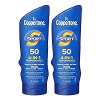 Coppertone SPORT Sunscreen SPF 50 Lotion, Water Resistant , Broad Spectrum Bulk Sunscreen Pack, 7 Fl Oz Bottle, Pack of 2
