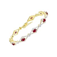 RYLOS Women's 925 Yellow Gold Plated Silver Tennis Bracelet - Gemstone & Diamonds - Adjustable to Fit 7-8