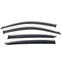 Tape on Window Visors, Compatible with 2013-2017 Honda Accord Sedan, Smoke Tinted Injection with Chrome Trim Polycarbonate 4 Pieces Rain Guards, 2014 2015 2016