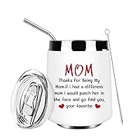NBOOCUP Thanks for Being My Mom Novelty Wine Tumbler Gift, Best Mom Gifts, Thank You Gift for Moms- Funny Gag Mother Gift Ideas, Mother's Day Birthday Christmas Gifts for Mom, Grandma, Women, 12oz