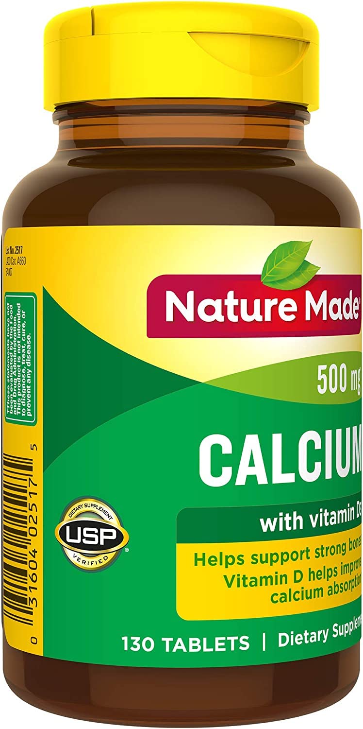 Nature Made Calcium 600 mg with Vitamin D3, Dietary Supplement for Bone Support, 220 Tablets - Pack of 2