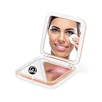 OMIRO Folding Compact Mirror, 1X/10X(300R) Magnification 3½” Pocket Size Square Hand Mirror for Travel Makeup (Peach Fuzz)