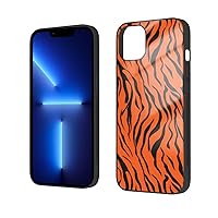 Tiger Stripes Orange Pattern Printed Case for iPhone 14 Plus Cases 6.7 Inch - Tempered Glass Shockproof Protective Phone Case Cover for iPhone 14 Plus,Not Yellowing
