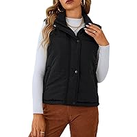 Flygo Womens Puffer Vest Winter Warm Outerwear Sleeveless Down Quilted Padding Gilet With Pockets
