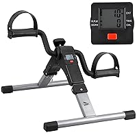Uten Folding Pedal Exerciser, Mini Exercise Bike, Portable Foot Peddler Desk Bike for Leg and Arm Exercisers, Adjustable Sitting Workout with Electronic Display(Silver)