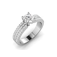 GEMHUB Bridal Wedding Ring White Gold 14k 1. CARAT Round Shape Solitaire with Accents Diamond G VS1 Lab Created Size 4 5 38