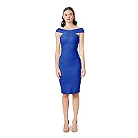 Dress the Population Women's Maia Off Shoulder Low Neck Above Knee Bodycon Dress
