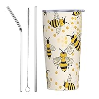(Honey Bee) 20 Oz Tumbler With Stainless Steel Insulated Tumblers With Lid And Straw, Keep Hot And Cold - Great For Home, Officeï¼ŒMother'S Day Gift.