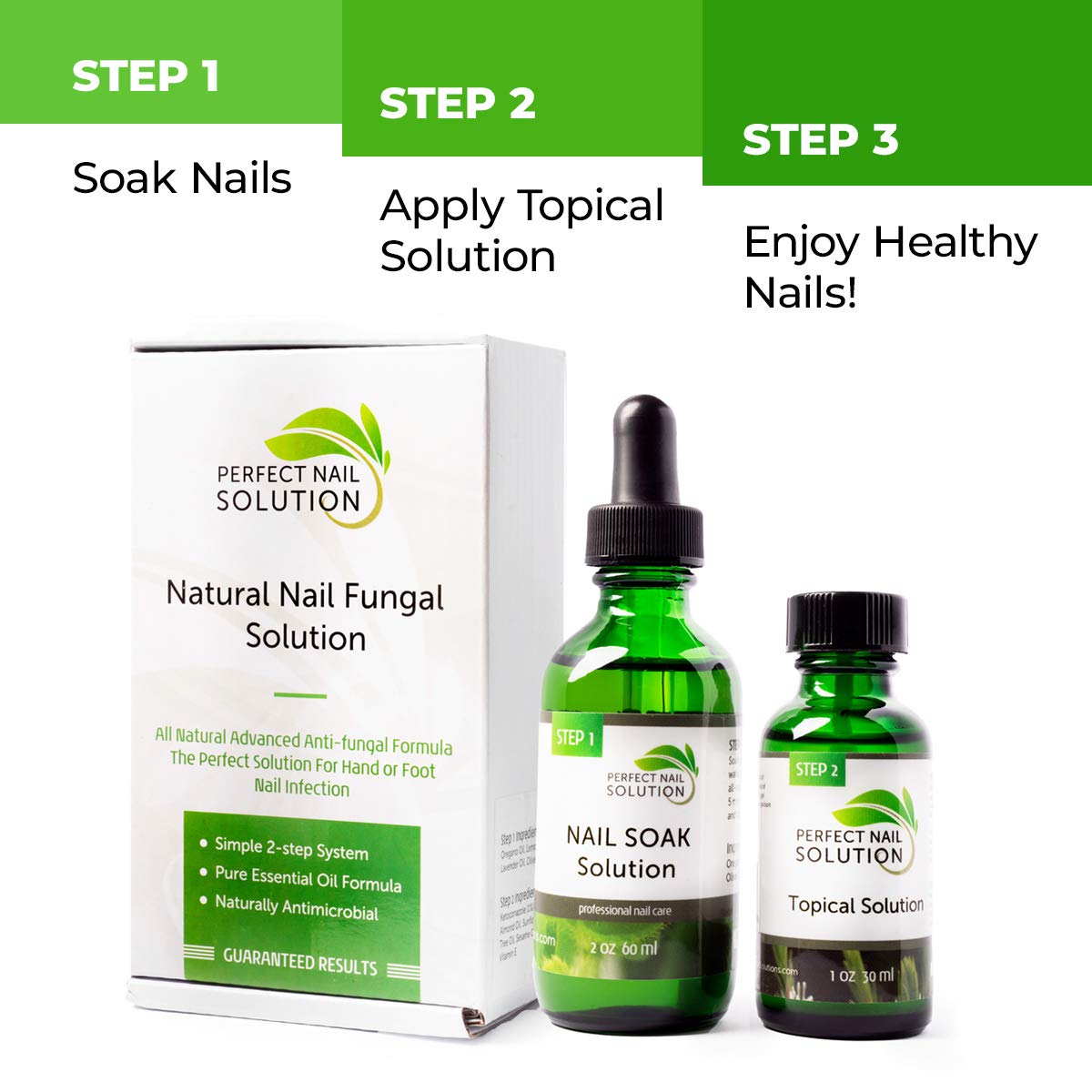 Toenail Fungus Treatment - Natural 2-Step Topical Anti-Fungal Solution with Oregano and Tea Tree Oil - Removes Yellow from Infected Finger & Toe Nails