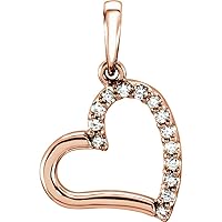 14k Rose Gold Polished .07 Dwt Diamond Love Heart Pendant Necklace Jewelry for Women