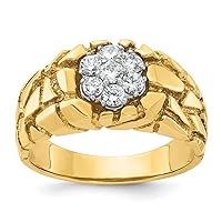 10k Gold Polished Nugget Cluster Diamond Mens Ring Size 10.00 Measures 10.62mm Wide Jewelry Gifts for Men