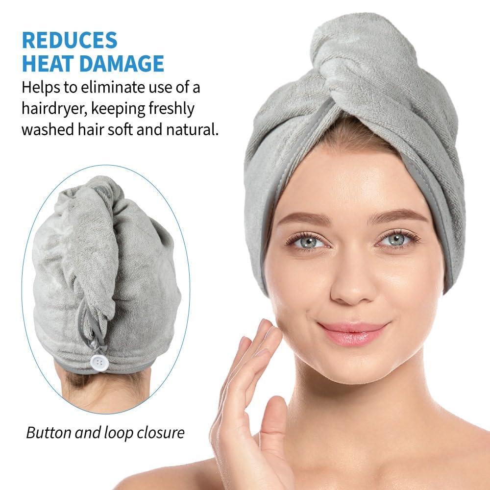 ForPro Premium Microfiber Hair Towel Wrap, 2-Pack Quick Drying Hair Turban for Women, 10