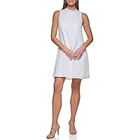 DKNY Women's High Neck Back Tie Shift Dress