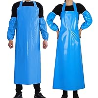 Waterproof Oil Proof Bib Apron Utility Apron Chemical Resistant Apron with Sleeve Work Apron Ultra Lightweight