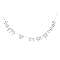 Happy Engagement Banner, Candy/Dessert/Food/Ice Cream/Hotdog/Cupcakes/Popcorn/Drinks Table Decorations Sign for Home Party, Wedding/Engagement Party(Silver)