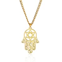 EUEAVAN Hamsa Hand of Fatima Hexagram Necklace Star of David Evil Eye Pendant Jewish Female Protection Amulet Symbol Jewelry Women Men