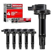 MAS Set of 6 Ignition Coil Pack & 6Pcs Motorcraft Platinum Spark Plug SP589 Compatible with Ford Edge Flex Fusion Taurus Lincoln MKS MKT MKX MKZ 3.7 3.5 V6 Replacement for UF553 UF595 5C1652 E1053