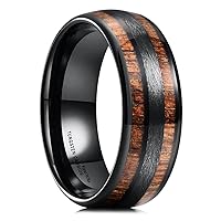 King Will Nature 8mm Mens Domed Blue/Green/Brown/Black Maple Inlay Black/Silver Tungsten Carbide Ring Brushed Wedding Band