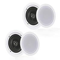 Pyle Pair 5.25” Flush Mount in-Wall in-Ceiling 2-Way Home Speaker System Spring Loaded Quick Connections Dual Polypropylene Cone Polymer Tweeter Stereo Sound 150 Watts (PDIC1651RD) White