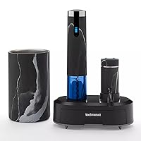 Wine Enthusiast Electric Blue Omega All-In-One Automatic Wine Opener & Preserver Set - Fully Electric Corkscrew w/Charging Station & Accessories- Aerate Wines & Seal Bottles, 7 Piece Set Black Marble