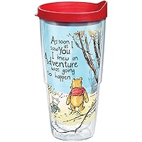Plastic Made in USA Double Walled Disney - Winnie the Pooh Adventure Insulated Tumbler Cup Keeps Drinks Cold & Hot, 24oz, Lidded