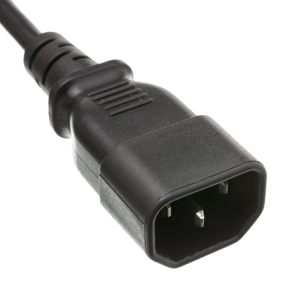 6 feet Computer/Monitor Power Extension Cord, C13 Female to C14 Male Plug, 3 Pin, 18 AWG, SVT, 10 Amp, Power Extension Cable for PC/Monitor, C13 to C14 Power Extension Cord, Black, CableWholesale