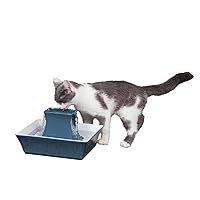 PetSafe Drinkwell Pagoda Pet Fountain 70 oz/ 2L Capacity - Elevated Indoor Ceramic Cat Water Fountain, 2 Levels of Free-Falling Water, Included Carbon & Foam Filter Provide Fresh Water With Every Sip