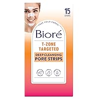 Biore T-Zone Blackhead Remover Deep Cleansing Pore Strips, (5 Nose + 5 Face + 5 Chin Pore Strips), Blackhead Pore Strips For The T-Zone Area, 15 Count