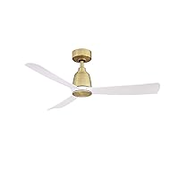 Fanimation Kute Indoor/Outdoor Ceiling Fan with Mate White Blades 44 inch - Brushed Satin Brass