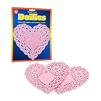 Hygloss Products Heart Paper Doilies – 6 Inch Pink Lace Doily for Decorations, Crafts, Parties, 100 Pack