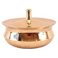 IndianArtVilla Bronze Kansa Utensils|Casserole with Lid|1300 ML Capacity|Serving Dishes Tableware Home Hotel Restaurant