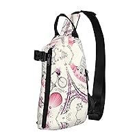 The Paris Tower And A Bicycle Print Crossbody Backpack Casual Adjustable Bag Multifunctional Sling Backpack