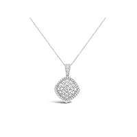 The Diamond Deal 18kt White Gold Womens Necklace Square-shaped Cluster VS Diamond Pendant 1.41 Cttw (16 in, 2 in ext.)