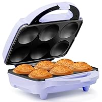 Holstein Housewares Non-Stick Cupcake Maker, Lavender/Stainless Steel - Makes 6 Cupcakes, Muffins, Cinnamon Buns, and more for Birthdays, Holidays, Bake Sales or Special Occasions